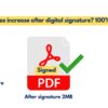 PDF file size increase after digital signature? 100% Solution