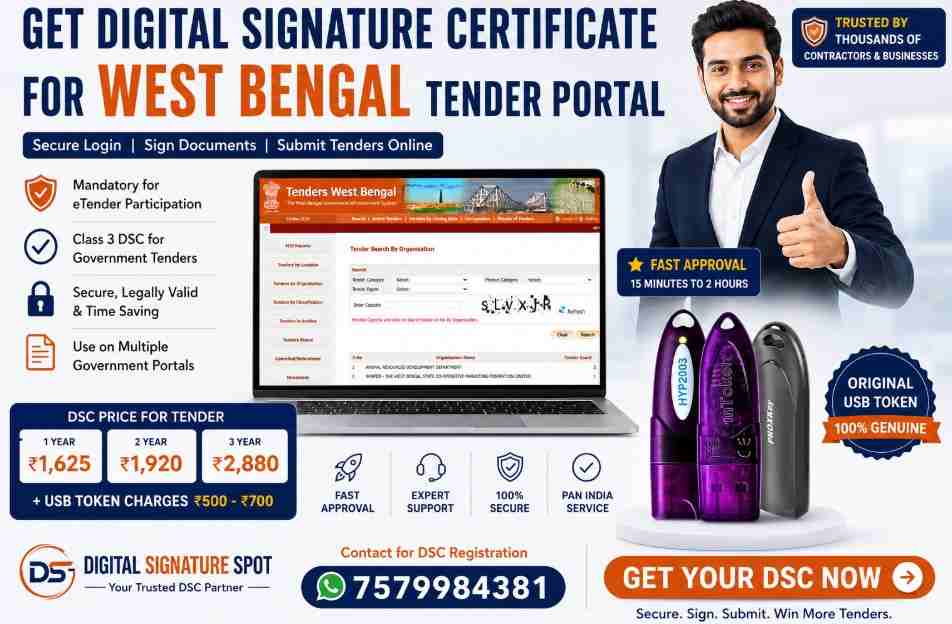 Digital Signature Certificate for West Bengal Tender Portal