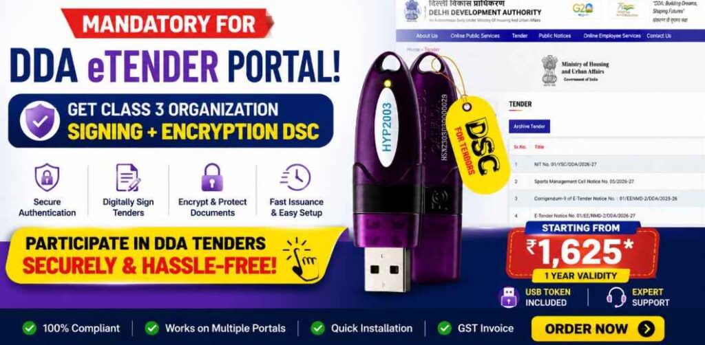 Get Digital Signature for DDA eTender Portal – Complete Guide for Contractors & Vendors