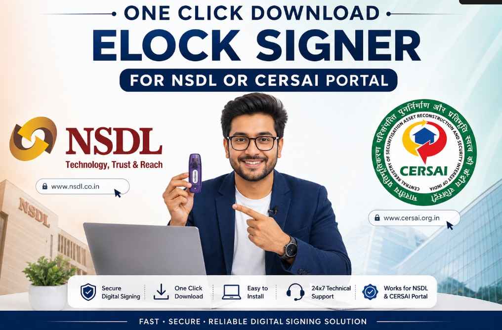 One Click Download ELock Signer for NSDL or CERSAI Portal (Latest Version)