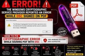 The Windows Cryptographic Service Provider Reported an Error While DSC Signed on PDF